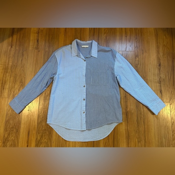 Together Blue and White Striped Women's Shirt - Picture 6 of 13